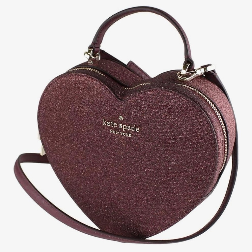 Kate Spade Glittery Plum Heart Crossbody Bag